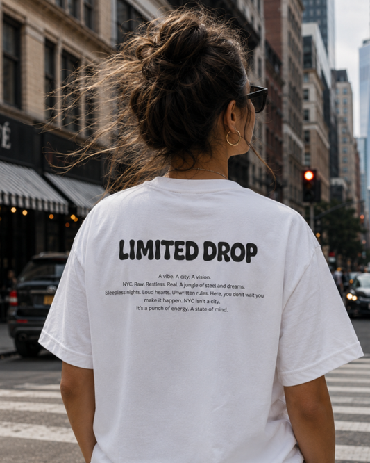 T-shirt Limited Drop New York femme – design "A vibe. A city. A vision." dos – DROP 001