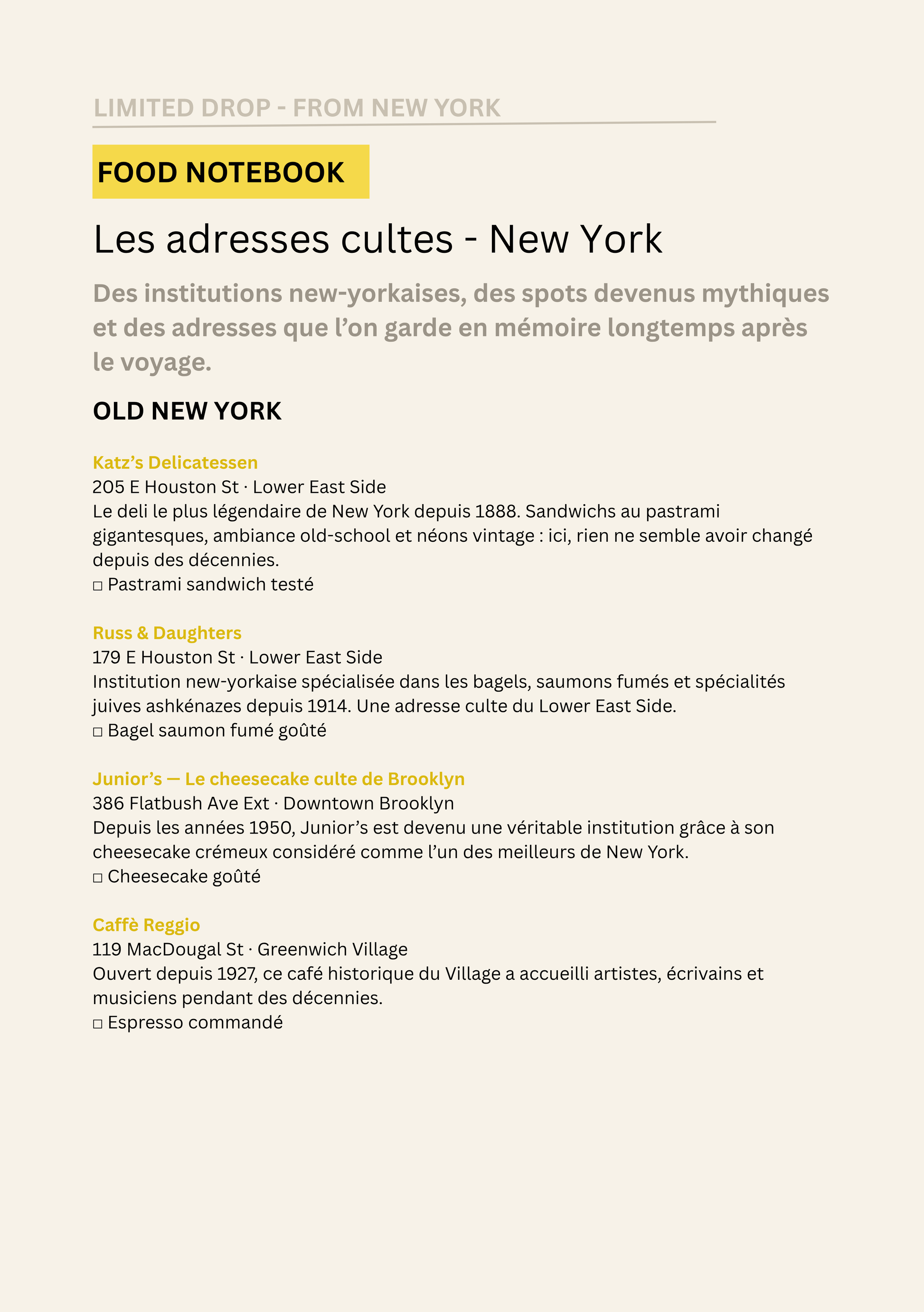 Carnet de voyage Limited Drop DROP 001 — From NYC