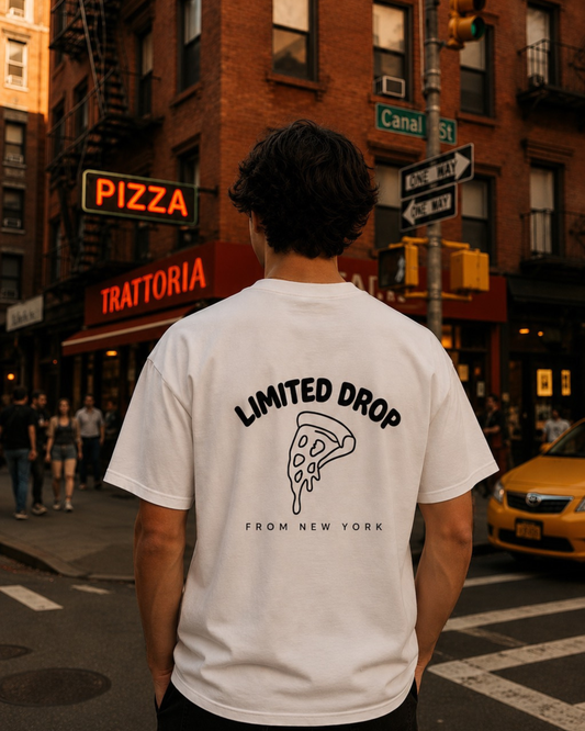 T-shirt Limited Drop New York avec design pizza au dos

