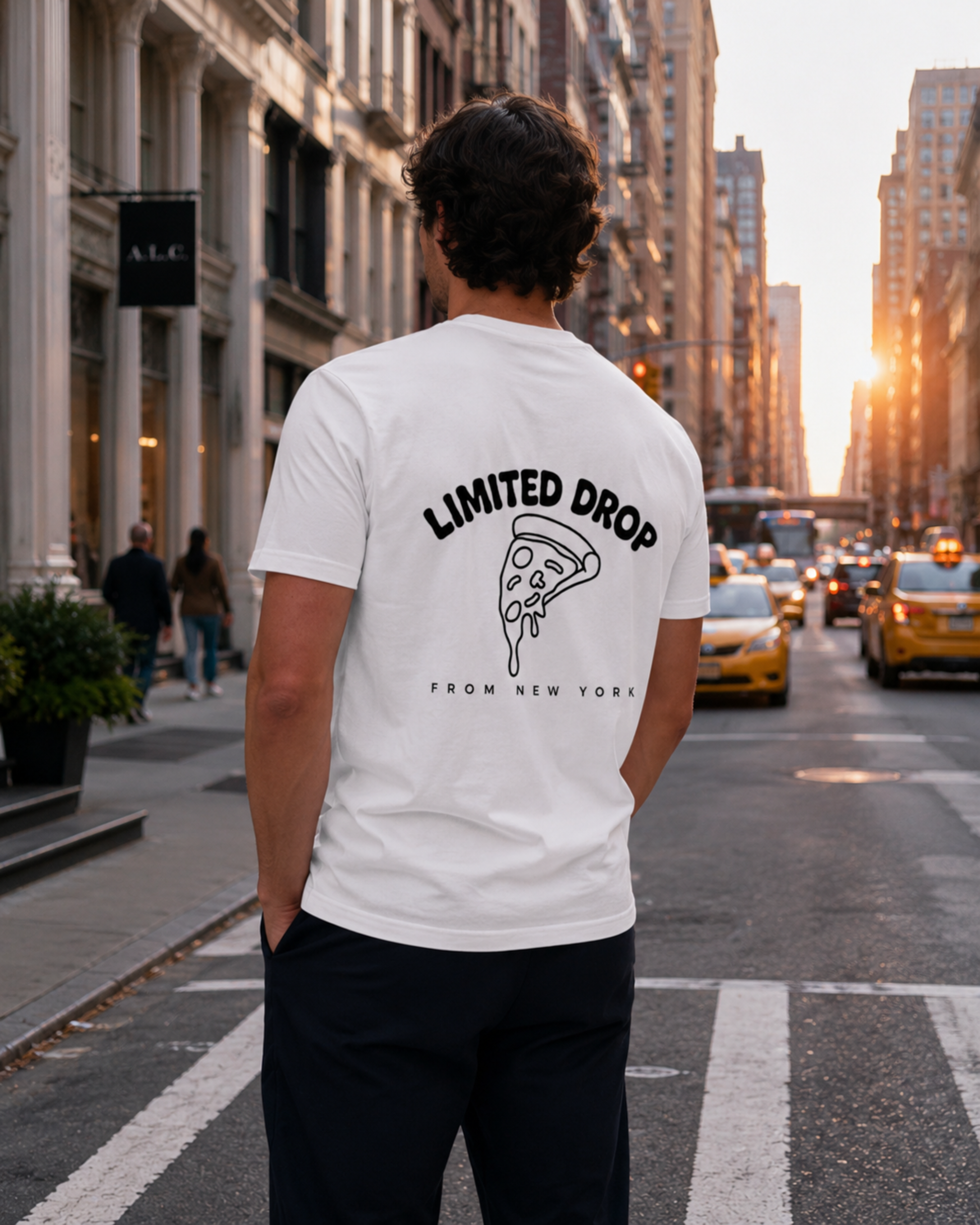 T-shirt Limited Drop New York avec design pizza au dos
