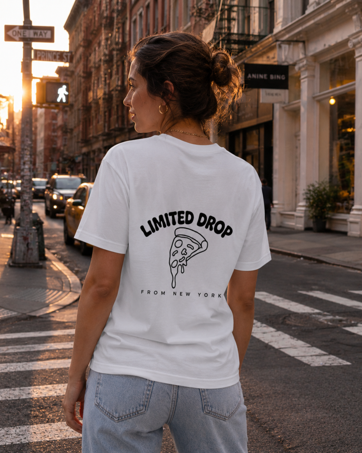 T-shirt Limited Drop New York avec design pizza au dos
