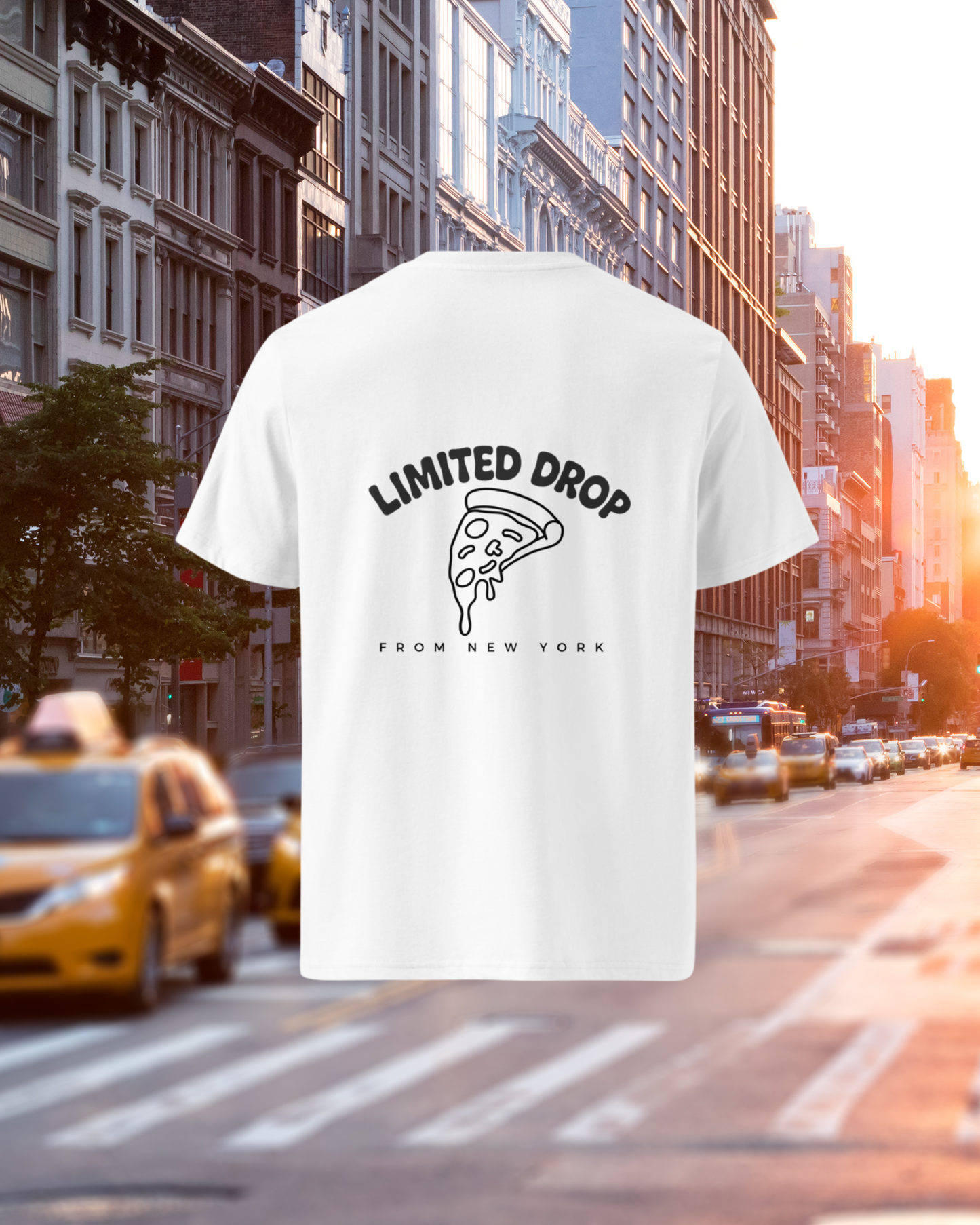T-shirt Limited Drop New York avec design pizza au dos
