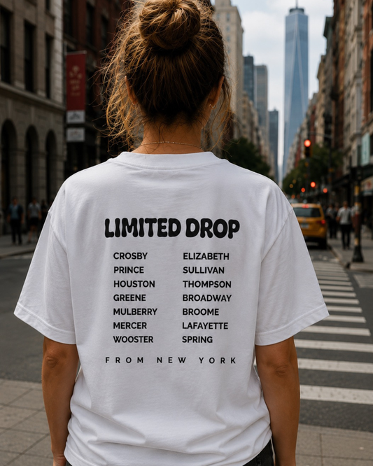 T-shirt Limited Drop inspiré de New York avec design Streets au dos